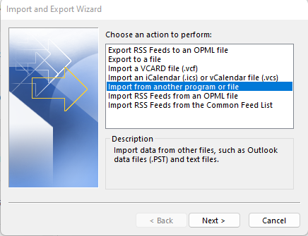 Import Export Wizard